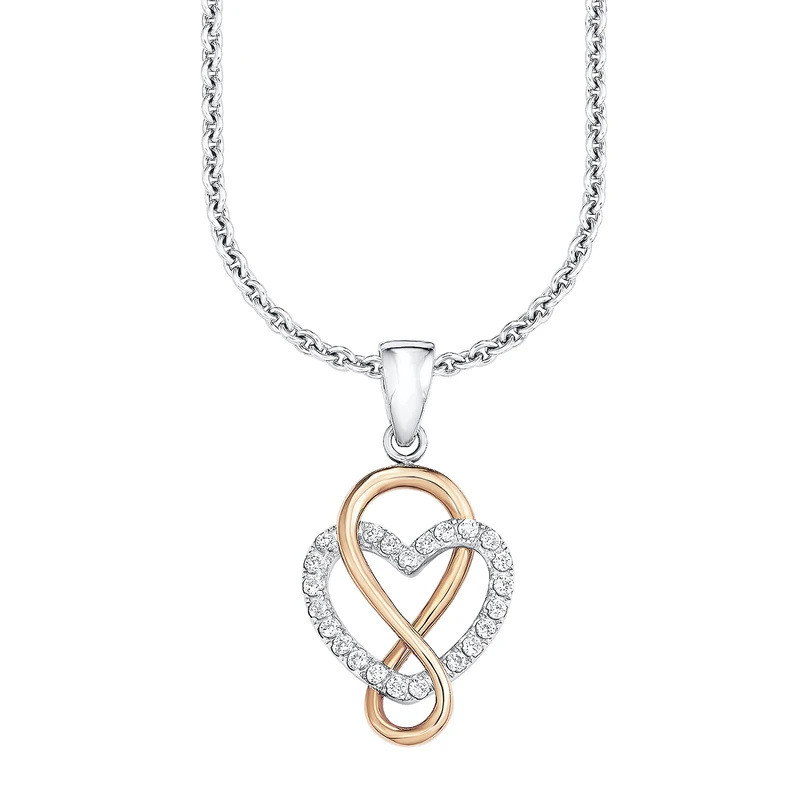 s.Oliver Chain with pendant Women Sets, with Zirconia synth., 42/45 cm, Gold, Heart, Comes in jewelry gift box, 9081684