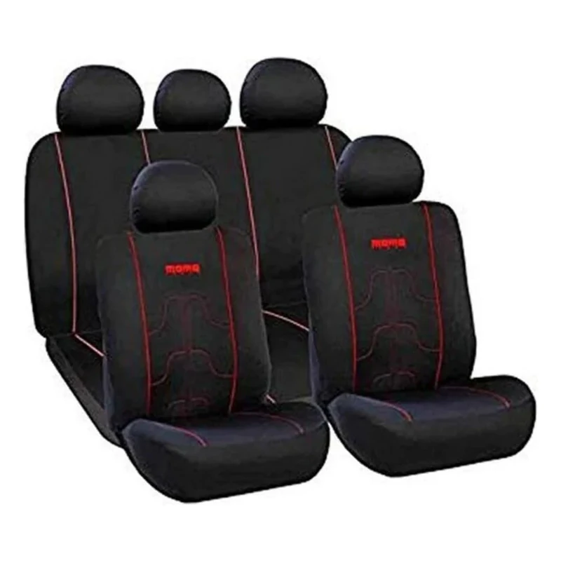 MOMO CAR SEAT COVER COMPLETE SET 11 PIECES BLACK AND RED