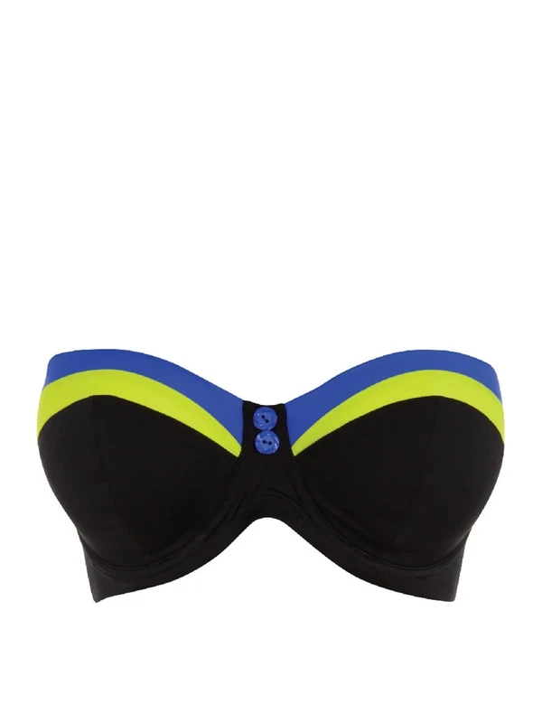 Freya Swim Womens Revival UW Bandeau Padded Bikini Top size 30DD in Black