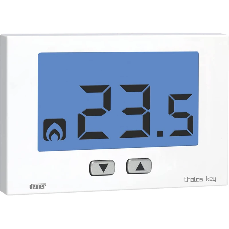 VEMER VE720900 model THALOS KEY 230 BIANCO Weekly thermostat. Wall-mounting, 230Vac. Color White