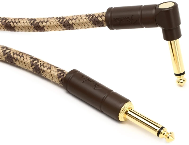 Fender® Festival - Hemp Instrument Cable - 18.6 ft (5.5m) - STR/ANG - Brown