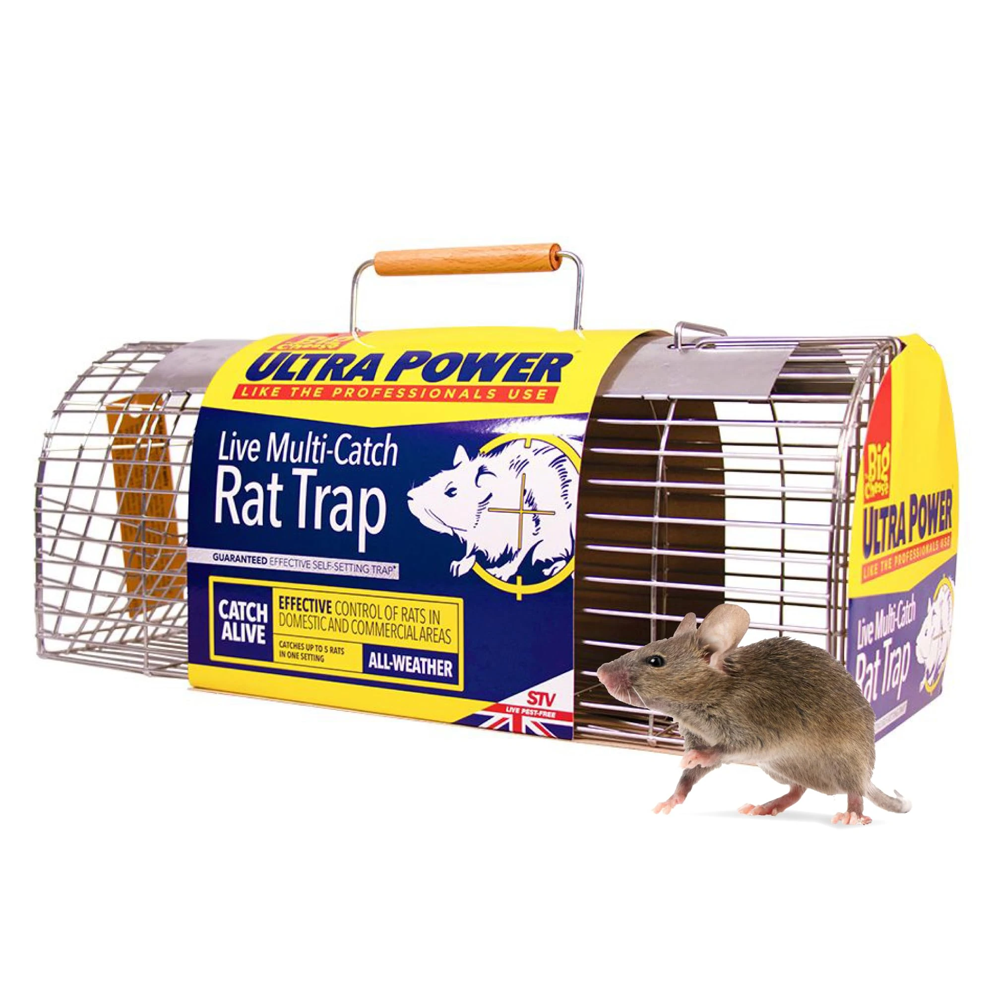 The Big Cheese Free to Go Multi-Catch Rat Cage Trap Poison-Free Welfare Friendly British Grain Safe Around Children and Pets Monitor Infestations Self-Setting