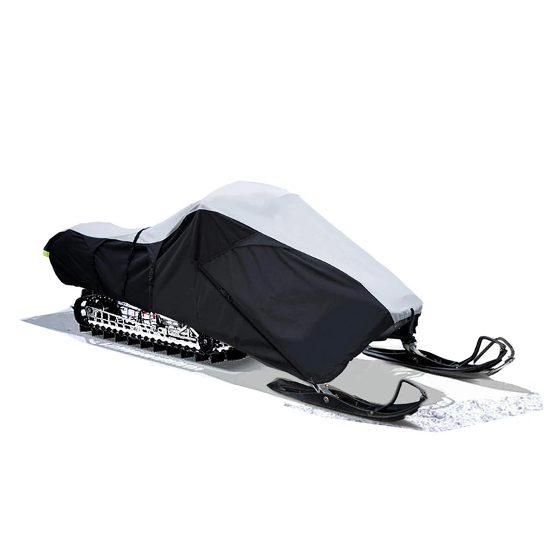 EliteShield SnowShield Snowmobile Cover, Heavy Duty Trailerable Snowmobile Storage Cover, Compatible with Polaris Ski Doo Arctic Cat Yamaha and More, Gray/Black Color Fits Snowmobiles 121"-130"