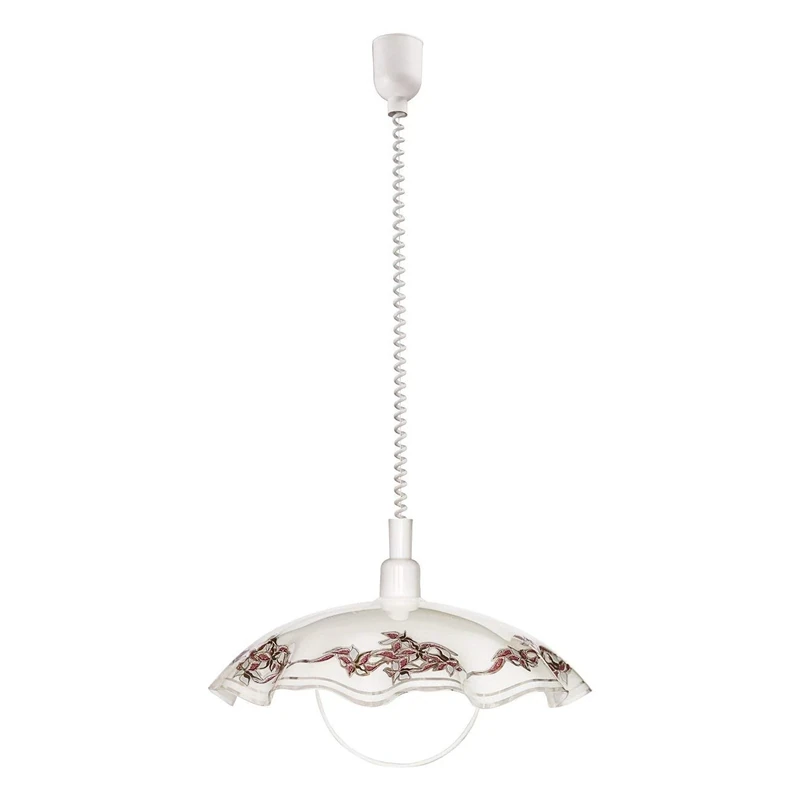 EGLO Vetro Pendant Light with Spiral Cable, Height-Adjustable, Classic Dining Table Lamp Made of Satin Glass, Plastic, White, Purple, Black, E27