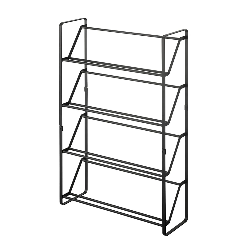 Yamazaki 2392 FRAME 4-Tiered Slim Shoe Rack, Black, Steel, Minimalist Design, 53 x 17.5 x 80 cm (LxWxH)