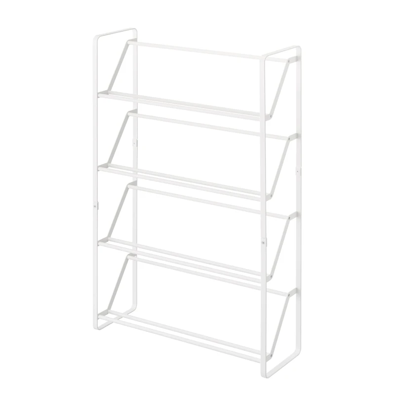 Yamazaki 2391 FRAME 4-Tiered Slim Shoe Rack, White, Steel, Minimalist Design, 53 x 17.5 x 80 cm (LxWxH)