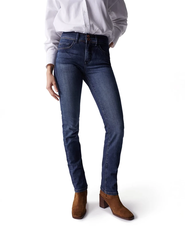 Salsa Secret Push in Slim Jeans with Rinsed Effect Blue