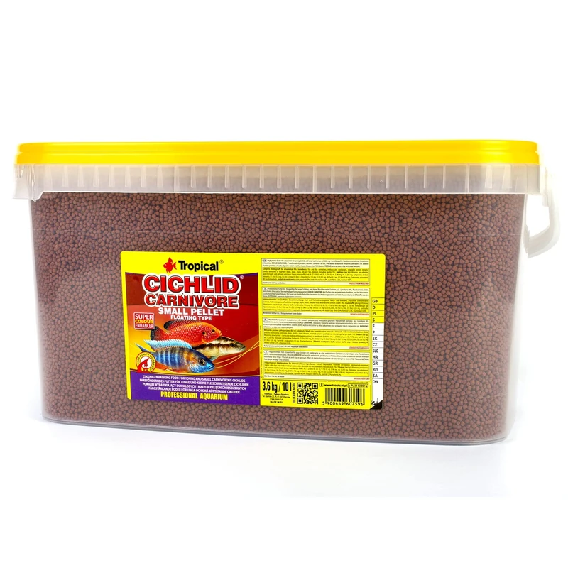 Tropical CICHLID CARNIVORE SMAll PELLET 10L / 3,6kg - colour-enhancing food for young & small carnivorous cichlids with astaxanthin