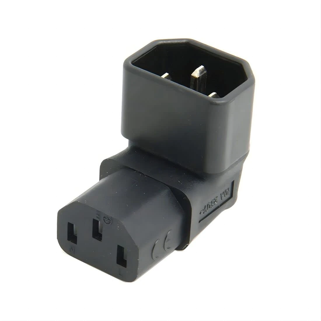 CY VIEC Male C14 to 90 Degree Down Right Angled IEC Female C13 Power Extension Adapter