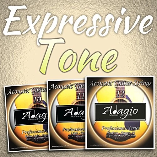 3 PACKS Adagio Pro Acoustic Guitar Strings - Gauges 10, 11 or 12 (Gauge 12)