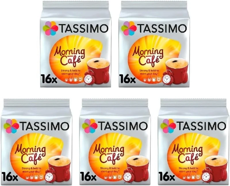Tassimo Morning Café Coffee Pods x16 (Pack of 5, Total 80 Drinks)