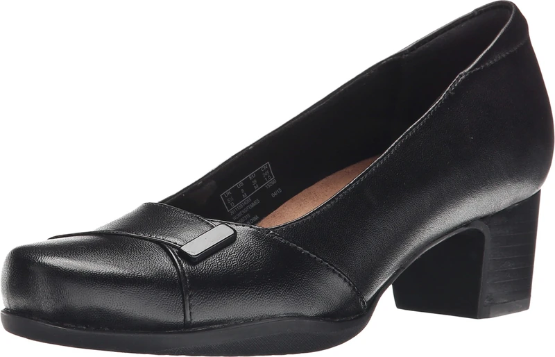 Clarks Women's Rosalyn Belle Dress Pump, Black Leather, 7.5