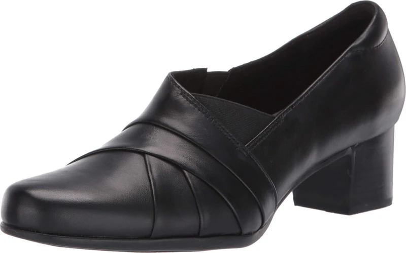 Clarks Women's Rosalyn Adele Slip-On Loafer, Black Leather, 9 Narrow