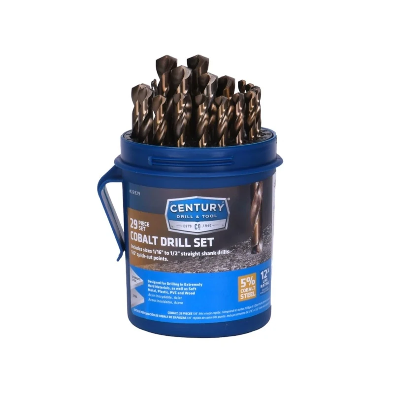 "Century Drill & Tool Cobalt Drill Pod Set 1/16"" To 1/2"" By 64Ths, 29-Piece" (26929)