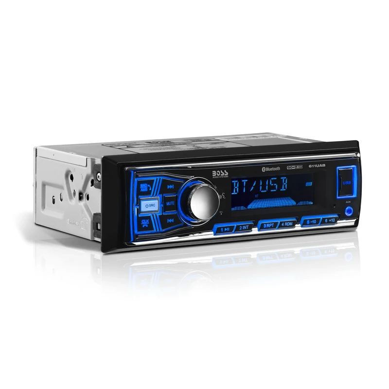 BOSS Audio Systems 611UAB Multimedia Car Stereo - Single Din, Bluetooth Audio and Hands-Free Calling, Built-in Microphone, MP3 Player, No CD/DVD Player, USB Port, AUX Input, AM/FM Radio Receiver