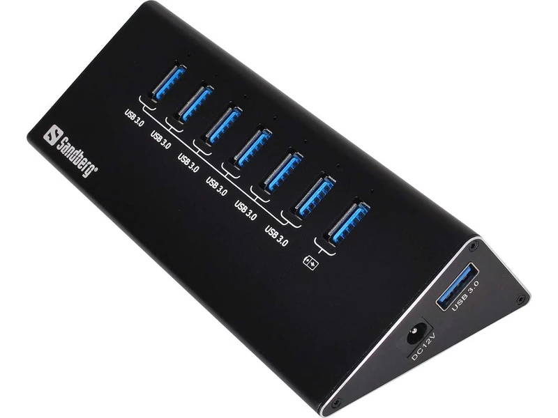 Sandberg USB 3.0 Hub with 7 Ports, Black - Image 1