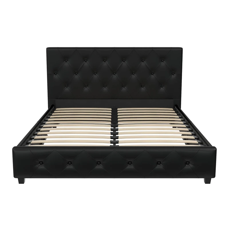 DHP Dakota Upholstered Platform Bed, Black PU King