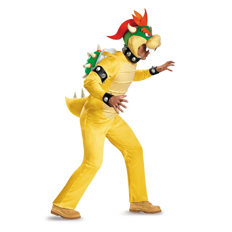 Disguise Bowser Costume for Adults, Officially Licensed Product, Highly Detailed, Includes All-In-One Jumpsuit with Tail, Inflatable Shell, Spiked Cuffs and Bowser Headpiece, 42-46" and 50-52"