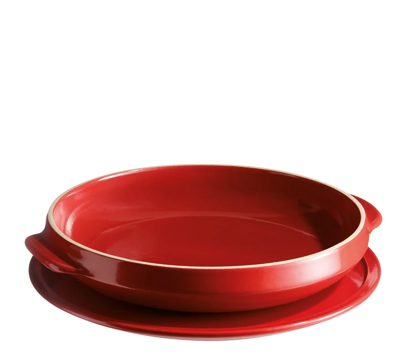 Emile Henry Set of Tarte Tatin Pie Plates, Ceramic, Burgundy