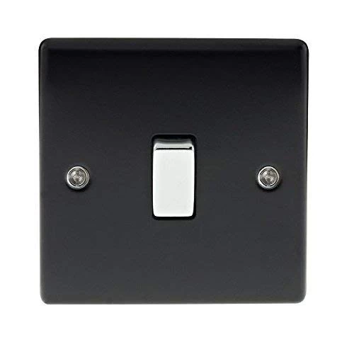 BG Electrical nmb12 1-Gang 2-Way Metal Light Switch - Matt Black