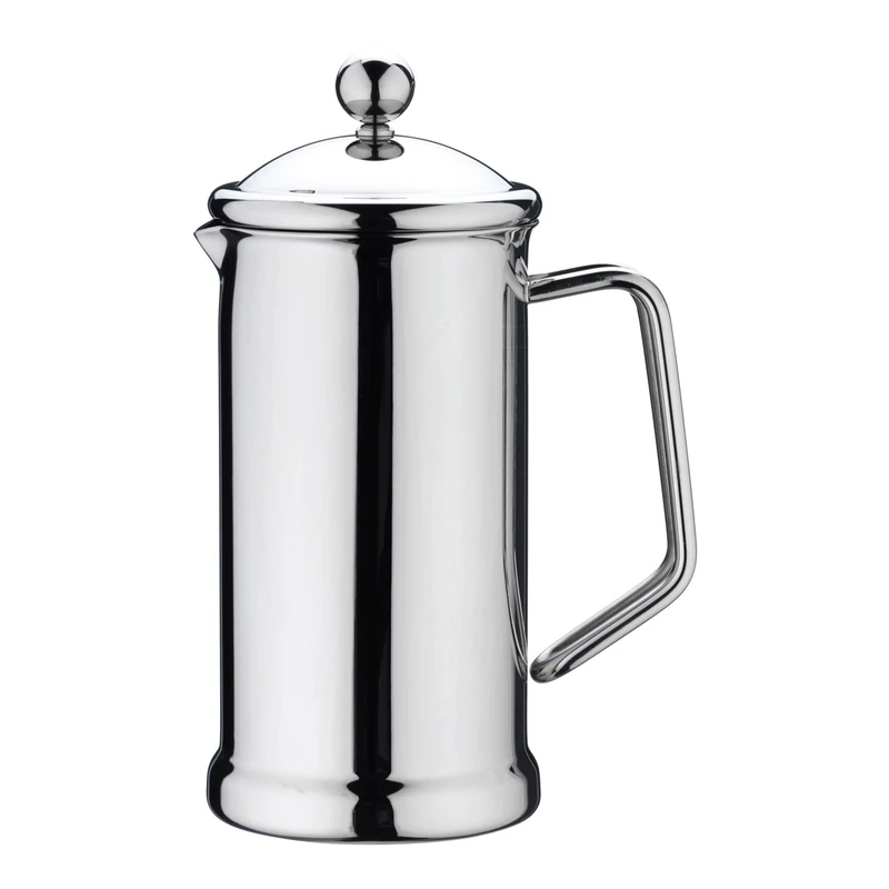 Café Stal Originals Range Single-Wall 18/10 Stainless Steel Elegant Plunger Cafetiere, 8-Cup, Mirror Finish