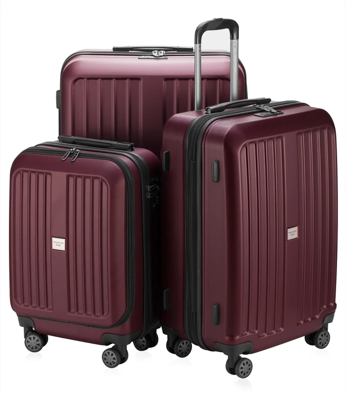 HAUPTSTADTKOFFER - X-Berg - Set of 3 Hard-Side Luggages Trolley Hardside Suitcase Expandable, TSA, Größe, Burgundy matt