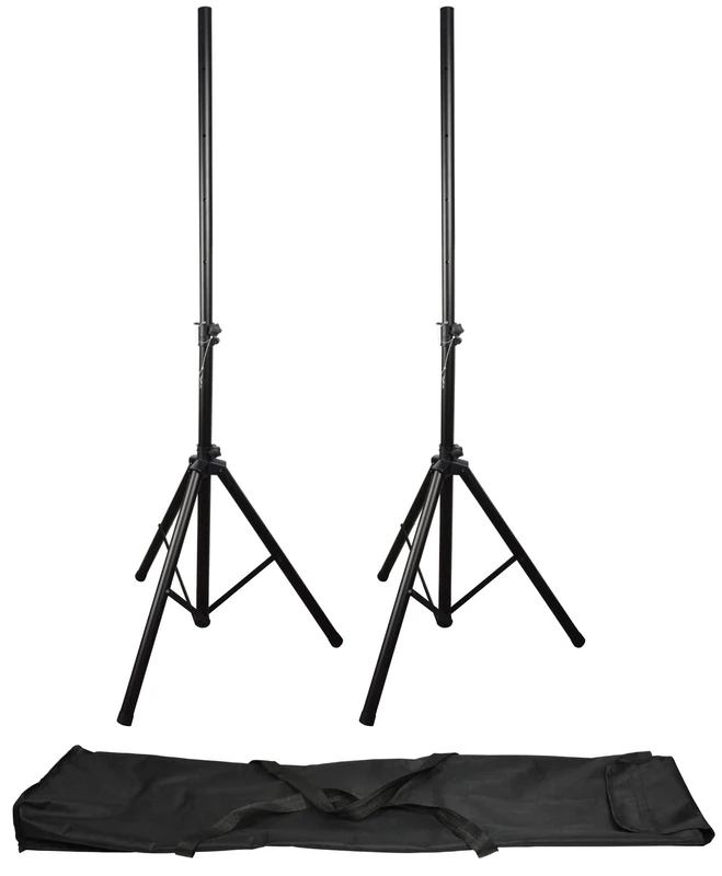 QTX Speaker Stand Kit Complete with Carry Case 25Kg Max Load Per Stand