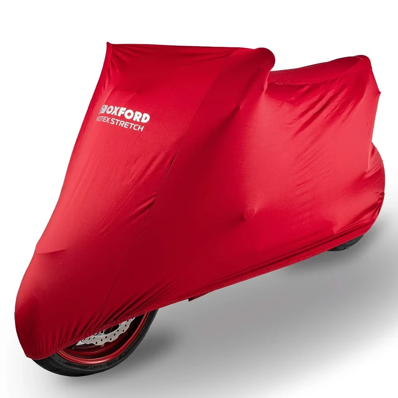 Oxford Protex, premium, stretch fit, indoor motorcycle cover - red, large.