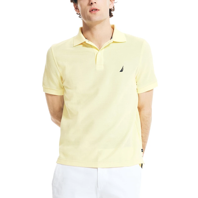 Nautica Men's Classic Short Sleeve Solid Performance Deck Polo Shirt, Corn, XS
