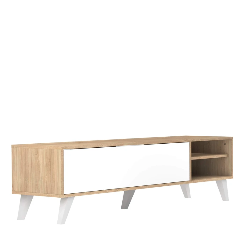 Temahome Prism Tv Stand, Oak/White, 165 x 40 x 43.2 cm