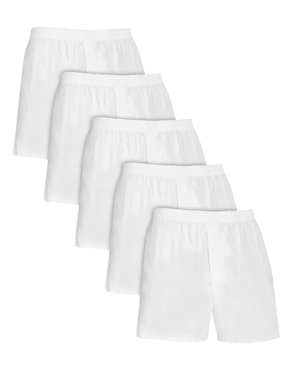 Fruit of the Loom Men's Woven Boxer Multipack Underwear, Woven - 5 Pack White, M UK