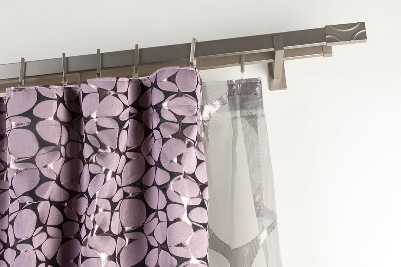 InCasa Curtain Double Pole: 31 x 12 mm Rectangular, Length 140 cm, Satin Steel Finish