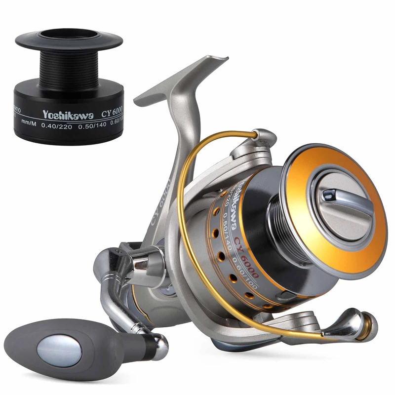 Yoshikawa Carp Fishing Reel Baitfeeder Spinning Reel Coarse 10+1 Ball Bearings 5.5:1 Aluminum Spool Anti-Corrosion 3000-6000 Max 36LB Carbon Fiber Drag Pike Catfish 6000