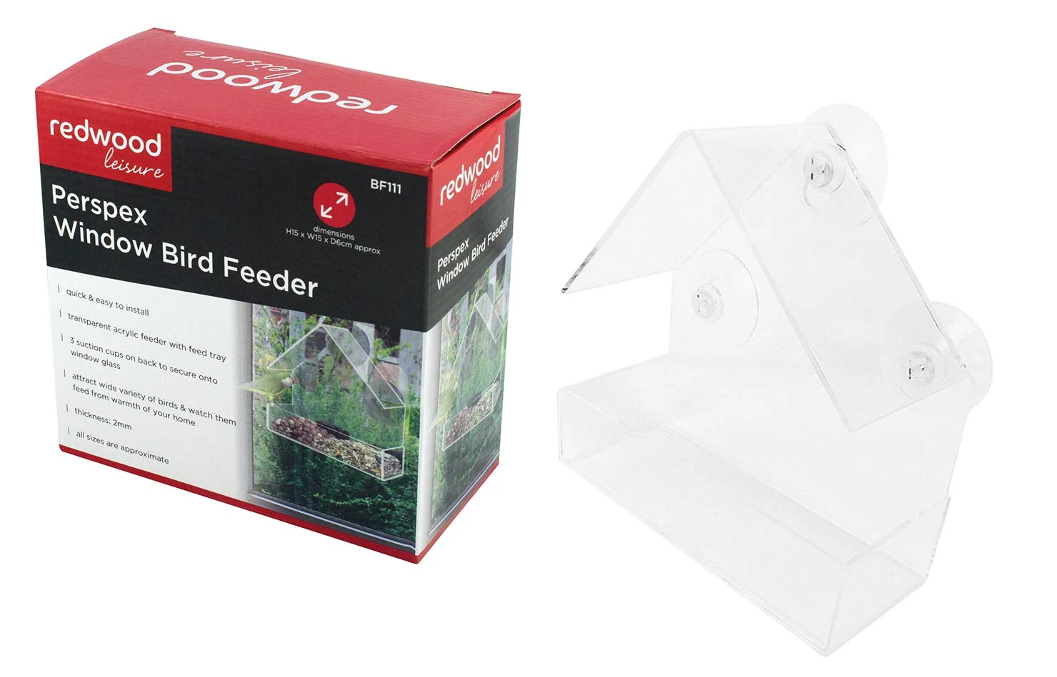Redwood - Perspex Window Bird Feeder - Transparent