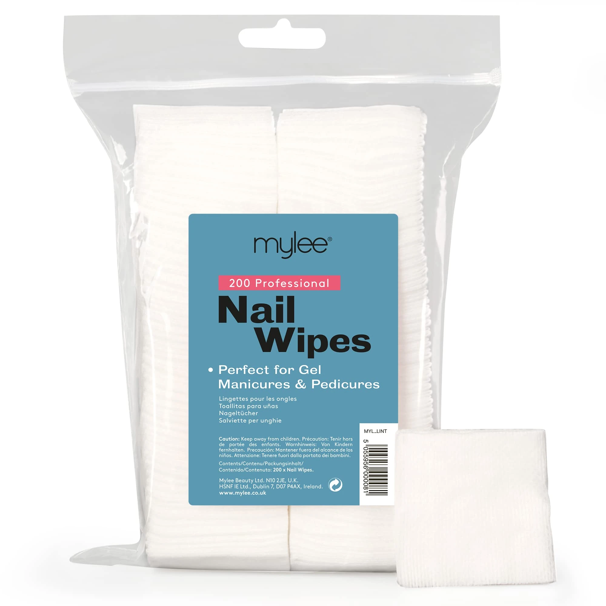 Mylee Pro Nail Wipes Professional Use Gel Removal Soft Pads for Manicure and Pedicure (Pack of 200)