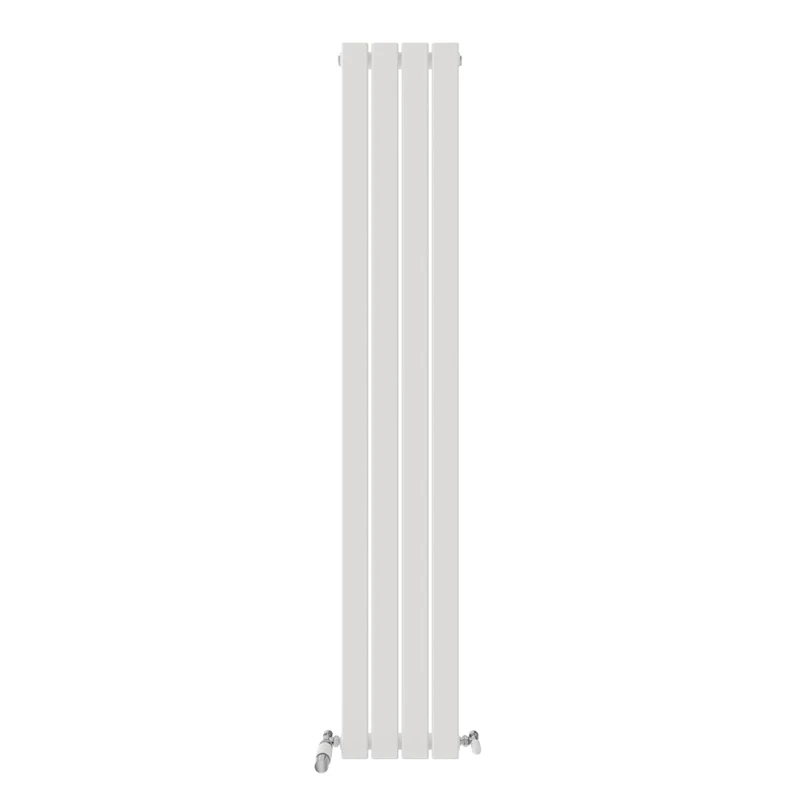 iBathUK Apex Wall Mounted Vertical Single Slim Flat Panel Radiator, 4-Column Steel, Hydronic Central Heating, High Thermal Output, Modern Designer Radiator for Bathroom in Matt White, 1800x304 mm