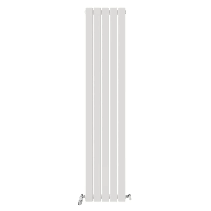 iBathUK Apex Wall Mounted Vertical Single Slim Flat Panel Radiator, 5-Column Steel, Hydronic Central Heating, High Thermal Output, Modern Designer Radiator for Bathroom in Matt White, 1800x380 mm