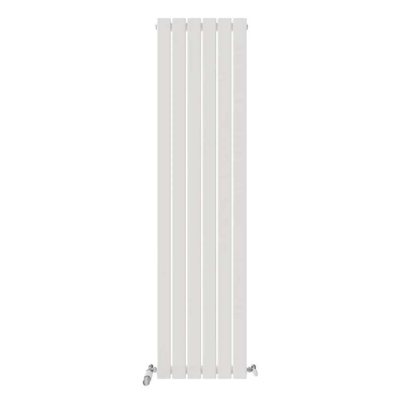 iBathUK Apex Wall Mounted Vertical Single Slim Flat Panel Radiator, 6-Column Steel, Hydronic Central Heating, High Thermal Output, Modern Designer Radiator for Bathroom in Matt White, 1800 x 456 mm