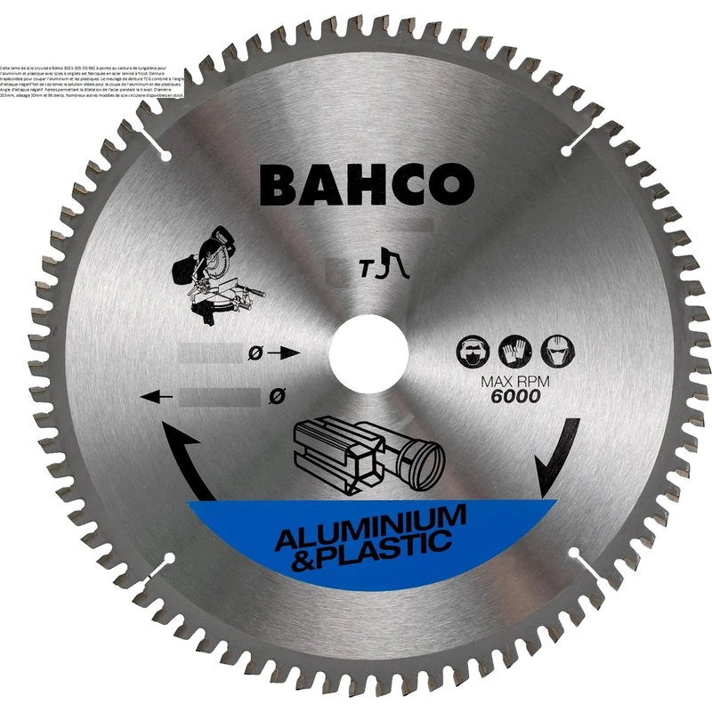 Bahco 8501-18S Circular Saw Blade with 48 Teeth for Aluminium/Plastic, 0 V, Silver, 216 mm
