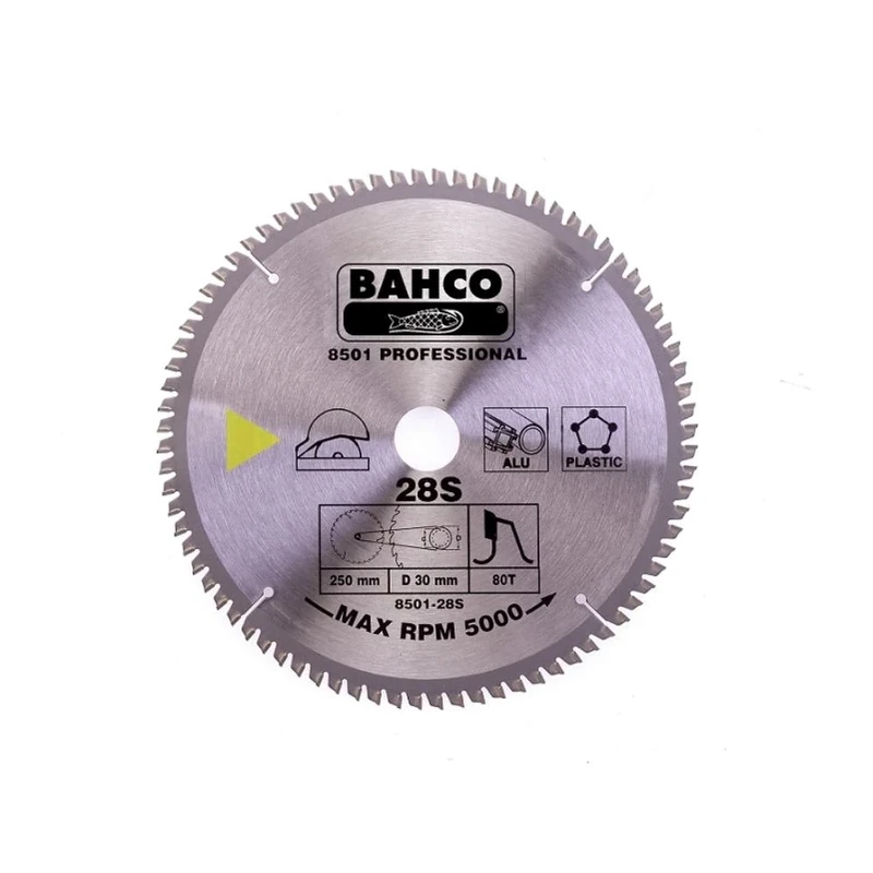 Bahco 8501-30S Circular Saw Blade with 96 Teeth for Aluminium/Plastic, 0 V, Silver, 300 mm
