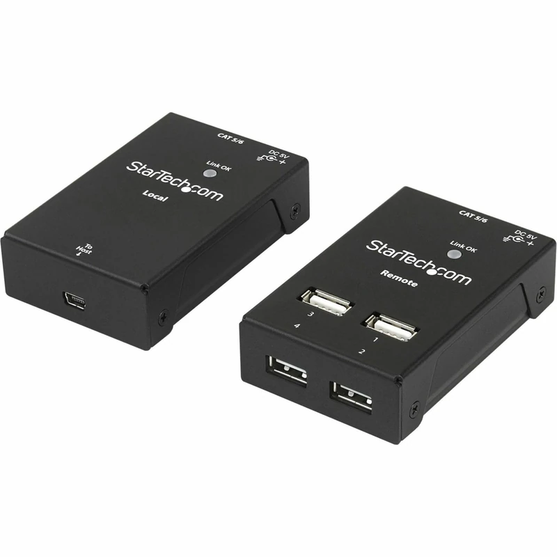 StarTech.com 4-Port USB 2.0 Extender - 130ft (40m) USB Over Cat5/Cat6 Extender - Compact USB 2.0 Over Ethernet Extender (USB2004EXTV)
