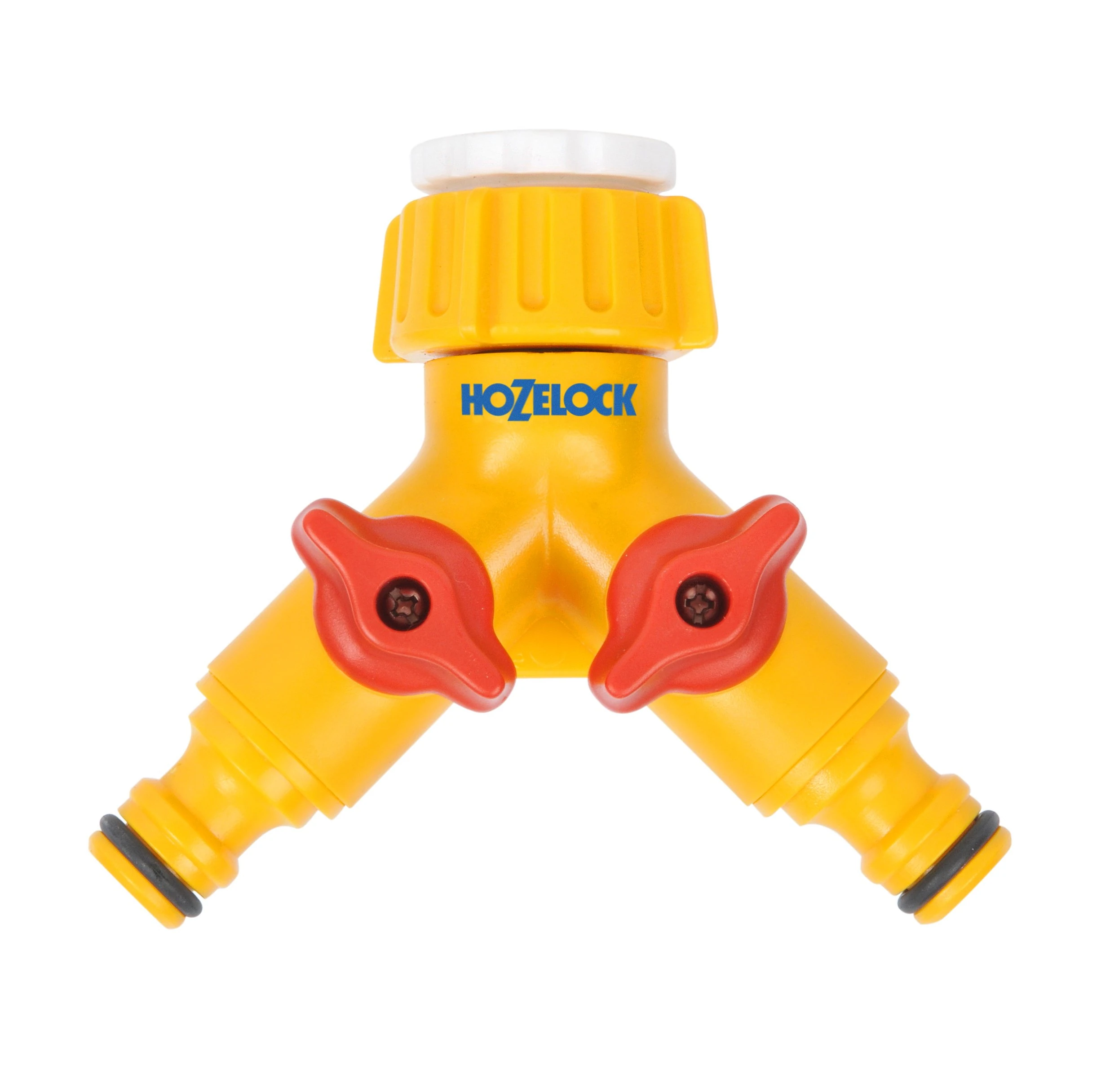HOZELOCK - Multi-Tap Connector 2-Way : Create 2 Circuits on a Single Tap, Independent Flow Valve per Outlet, can be used as a Y Connector [2256 0000]