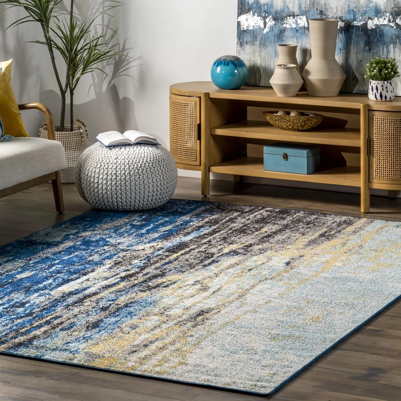 nuLOOM Katharina Abstract Motif Area Rug, 152 cm x 226 cm, Blue