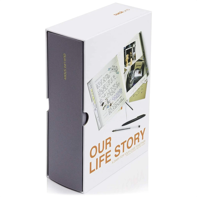 Suck UK Our Life Story Journal - 100 Year Memory Book & Gray Hardcover Diary | Personalized Baby Book | Timeless Scrapbook | Document Lifetime Milestones & Family Adventures | Ideal Novelty Gift