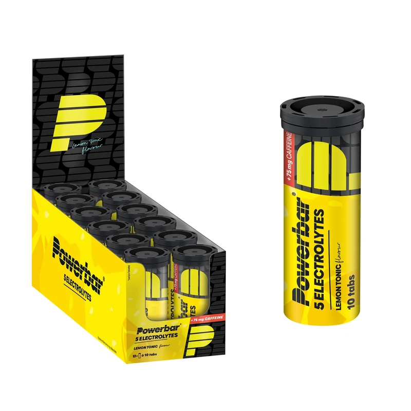 Power Bar 5 Electrolytes Sports Drink (12x10Tabs) Lemon Tonic Boost (with caffeine) Black