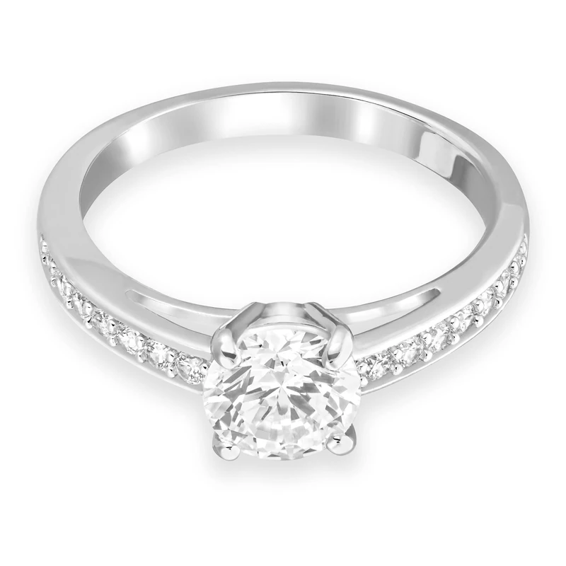 Swarovski Womens Ring, Rhodium Plated, Zirconia / White, 60 - Image 1