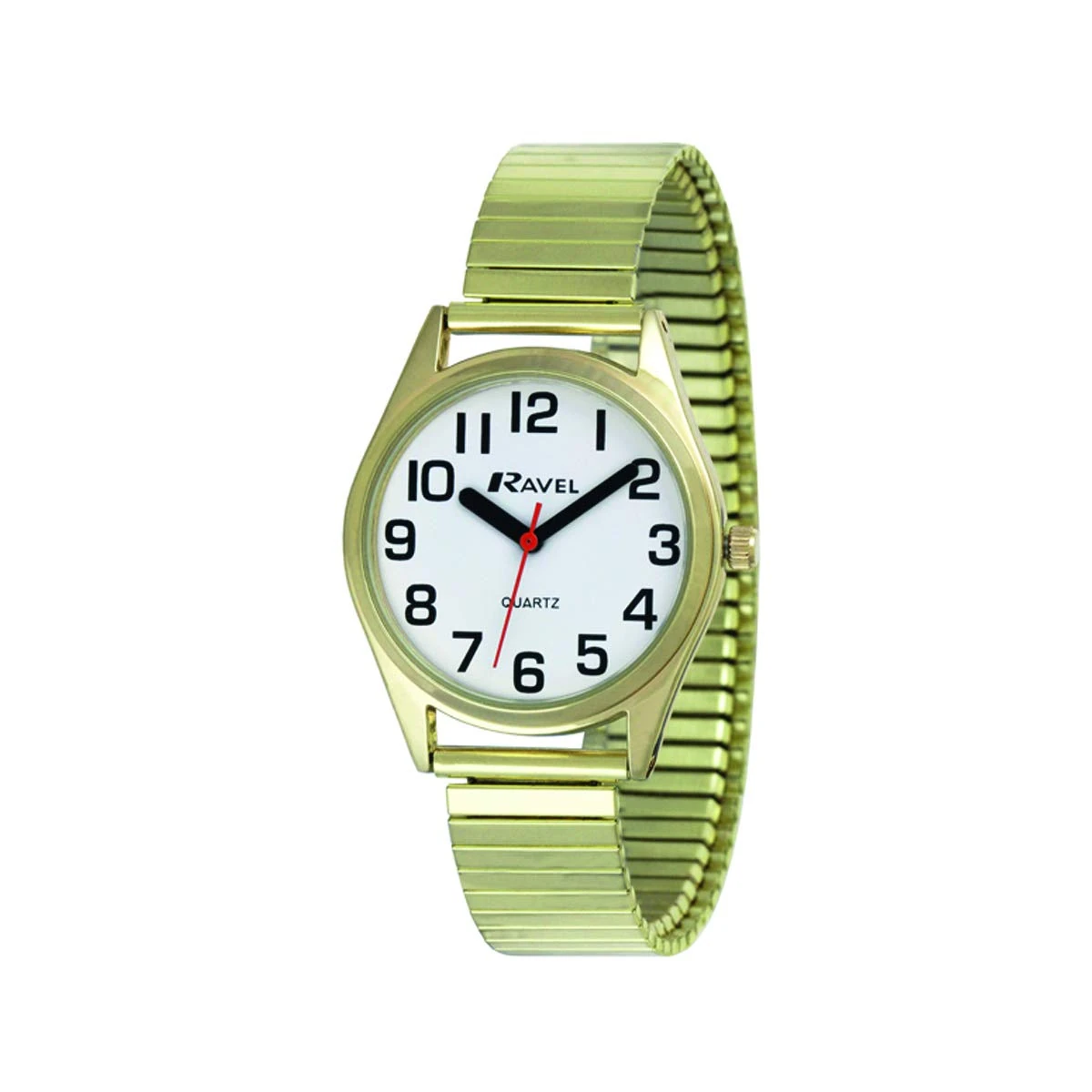 Ravel - Women's Super Bold Sight Aid Watch with Big Numbers on Stainless Steel Expander Bracelet - Gold Tone