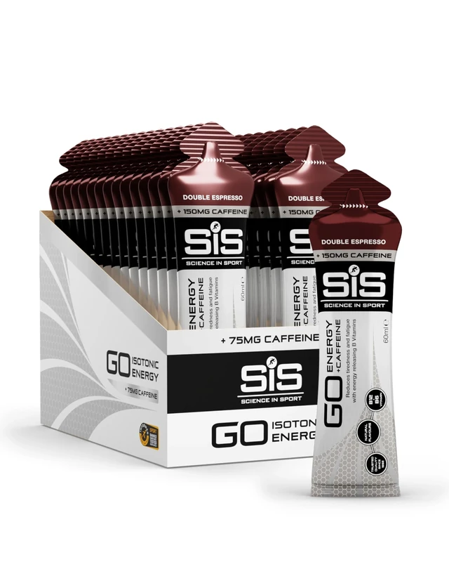 Science In Sport GO Isotonic Energy Gels, Running Gels with 22 g Carbohydrates, Low Sugar, Double Espresso Flavour, 60ml (30 Packs)