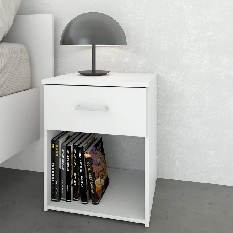 Tvilum Bedside Table, White, H47.5 x W37.6 x D35.95 cm