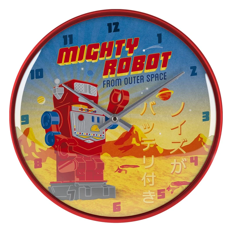 Nostalgic-Art Retro Wall Clock, Mighty Robot - Gift Idea for Gamers, Large Kitchen Clock, Vintage Design for Decoration, Diameter 31 cm